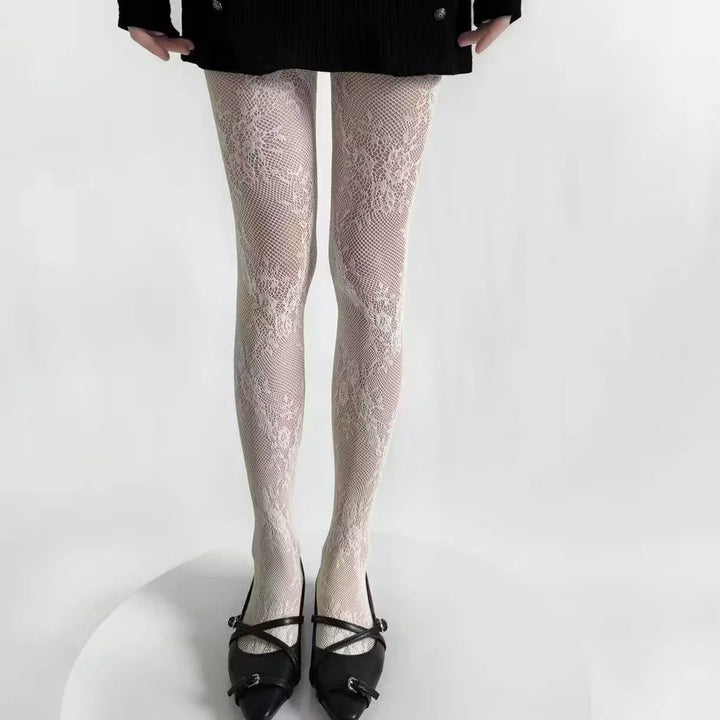 Julia | Elegant hollow out tights with floral pattern 2