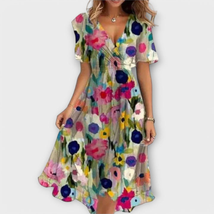 Karolin | Romantic and Stylish Floral Wrap Midi Dress 3