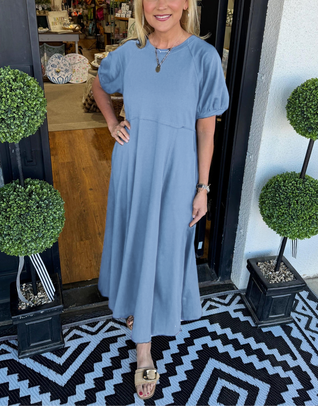 Katrin | Elegant Navy Puff Sleeve Maxi Dress 4