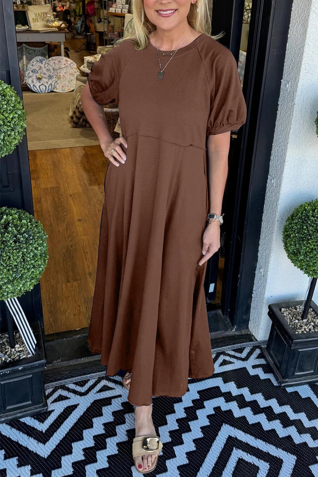 Katrin | Elegant Navy Puff Sleeve Maxi Dress 7