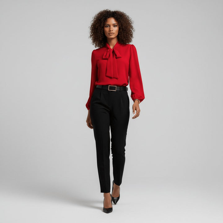 Kayleigh | Comfortable And Elegant Bow-Tie Long-Sleeve Blouse 1