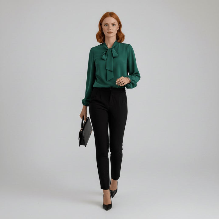 Kayleigh | Comfortable And Elegant Bow-Tie Long-Sleeve Blouse 4