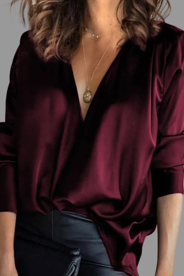 Laura | Comfortable And Soft Satin Draped Blouse 1