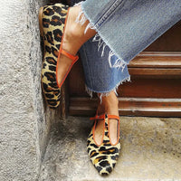 Elena | Ballerines T-bar chic à imprimé léopard