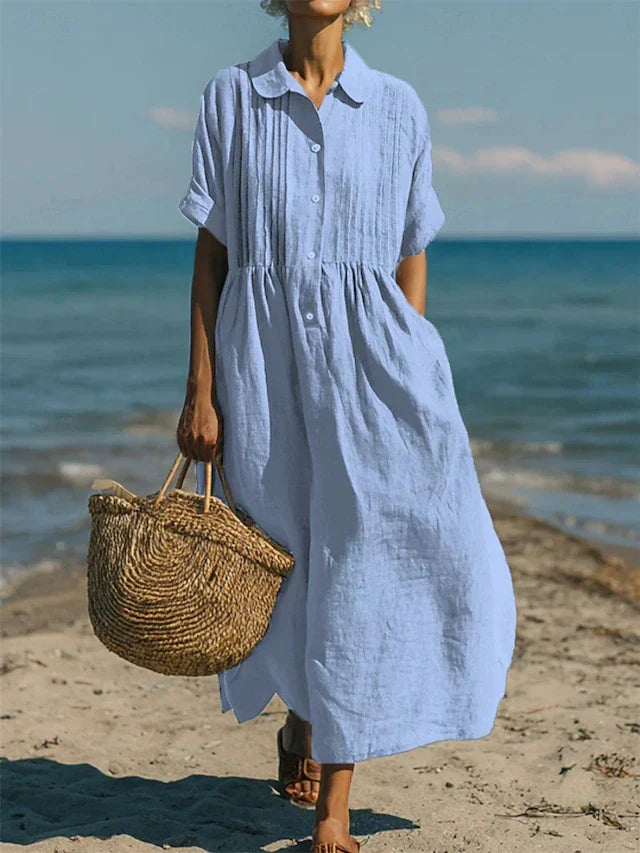 Laura | Elegant and breathable pure cotton shirt dress 1