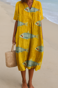 Alyssa | Artistic Hand-Painted Cotton Flowing Maxi Dress