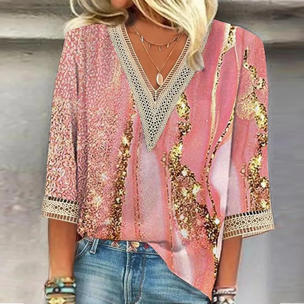 Lilly | Womens Blouse - V Neck Summer Top for Women 0