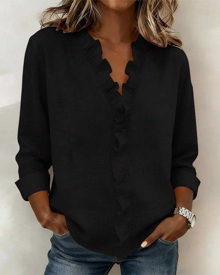 Lily | Elegant Soft Ruffle V-Neck Blouse 2