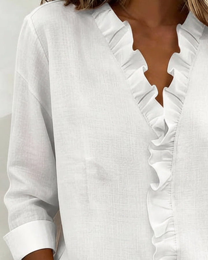 Lily | Elegant Soft Ruffle V-Neck Blouse 6