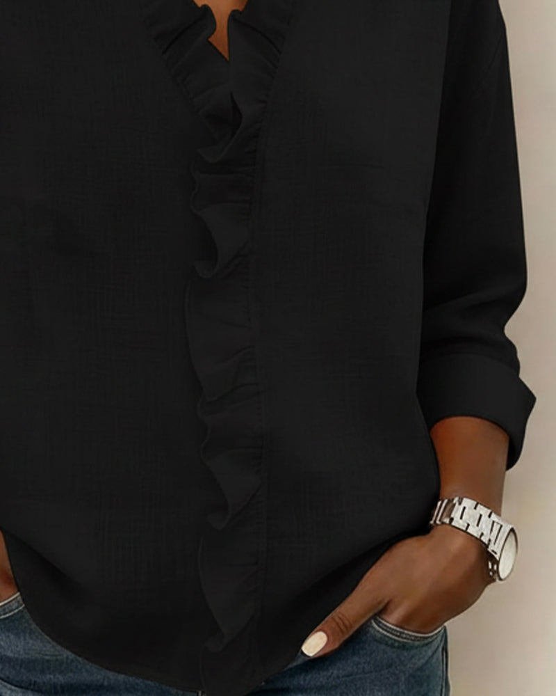 Lily | Elegant Soft Ruffle V-Neck Blouse 7
