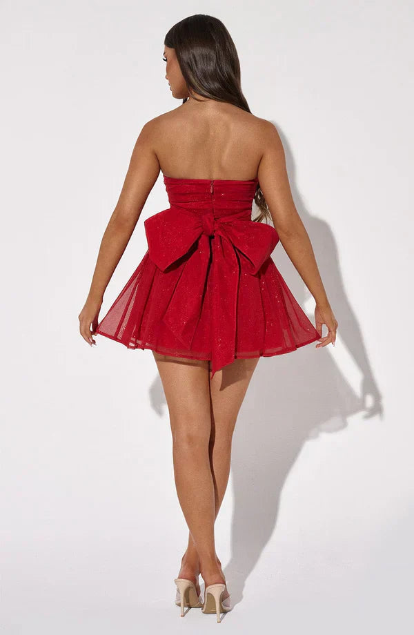 Lily | Glitter Bow Detail Short Homecoming Dress 2