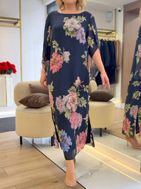 Julia| Bezauberndes florales Chiffon-A-Linien-Maxikleid