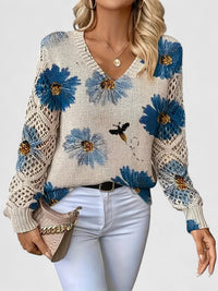 Luna | Sophistication and Refined Floral Knit Sweater
