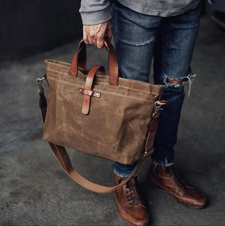Logan | Waxed Canvas Leather-Trim Weather-Resistant Tote Bag 3