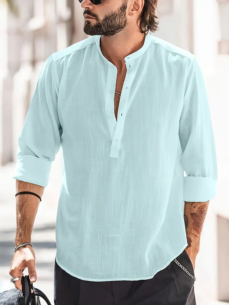 Luca | Classic Boat Collar Linen Shirt 0