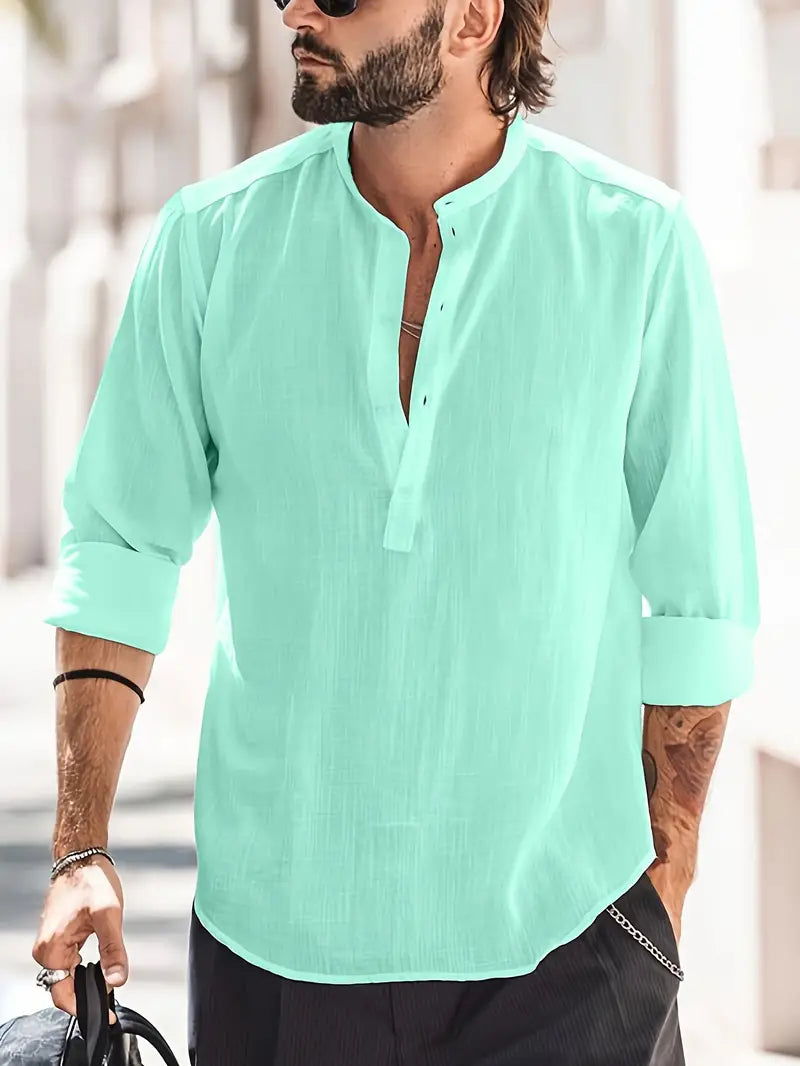 Luca | Classic Boat Collar Linen Shirt 2