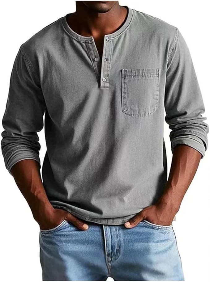 Lucas | Sporty and elegant long-sleeved Henley shirt 6