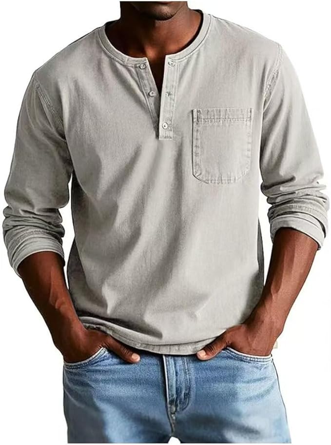 Lucas | Sporty and elegant long-sleeved Henley shirt 9
