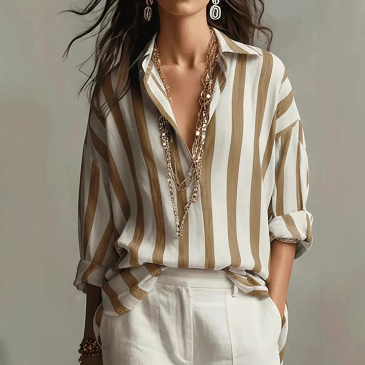 Lucy | Comfortable And Chic Vertical Striped Long Sleeve Blouse 1