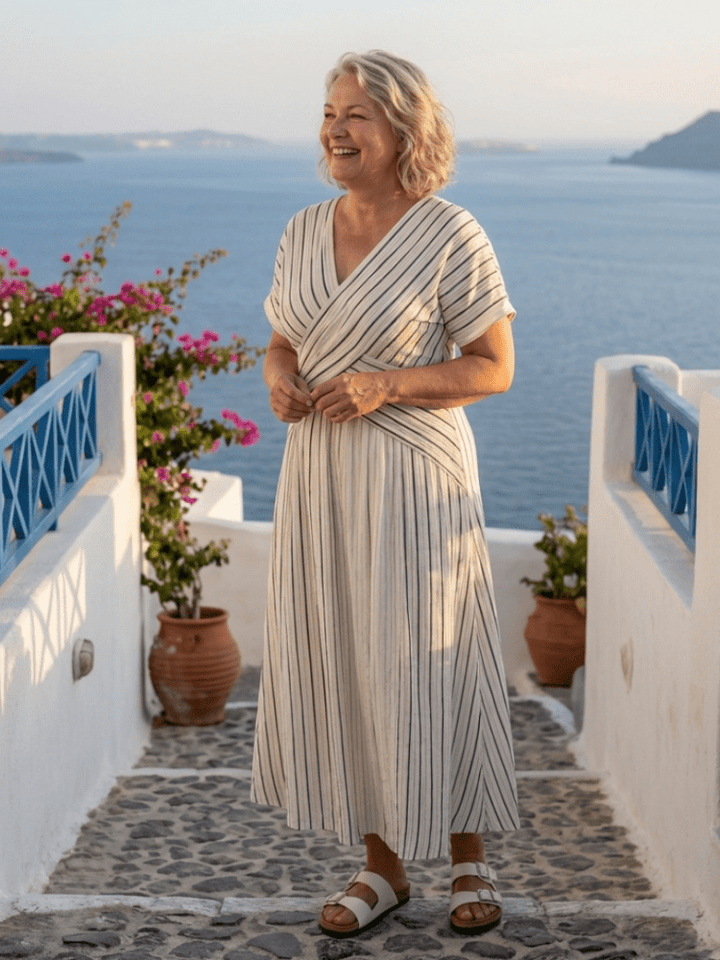 Lucy | Elegant And Flowing Crossed Waist Feminine Midi Dress 3