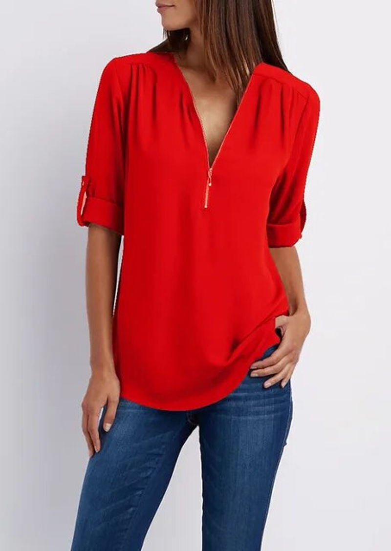 Madeleine | Elegant Zipper Design Blouse 12