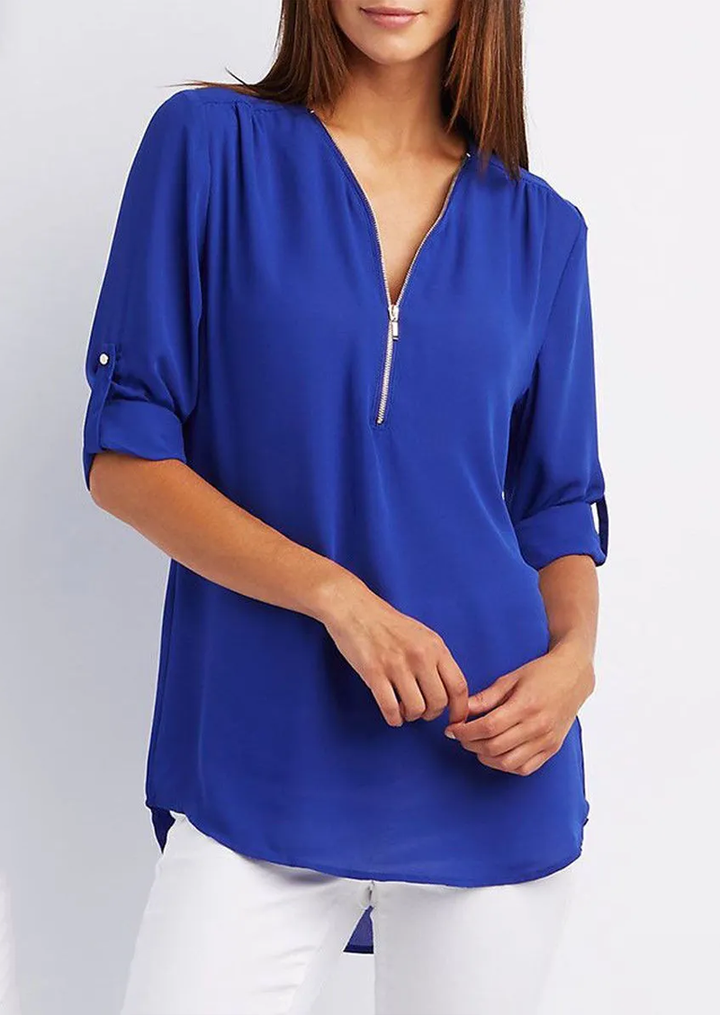 Madeleine | Elegant Zipper Design Blouse 14