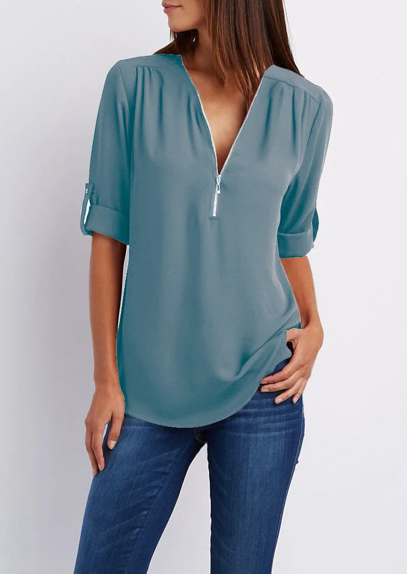 Madeleine | Elegant Zipper Design Blouse 9