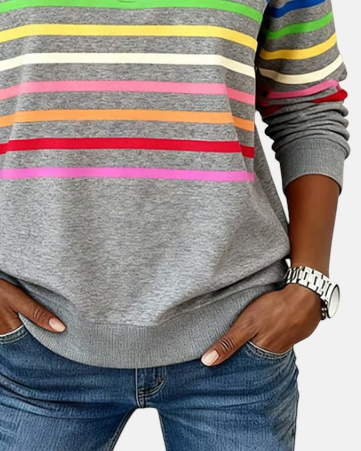 Madison | Women's Quarter Zip Sweatshirt Striped Long Sleeve Pullover 7