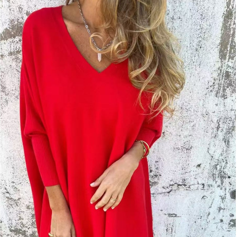Manuela | Sophisticated Oversized V-Neck Knit Top 6