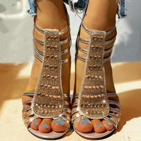Bella | Radiant And Comfortable Rhinestone Block Heel Sandals