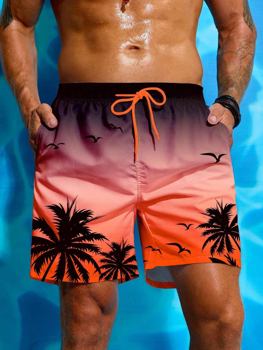 Mason | Palm Paradise Tropical Print bathing shorts 0