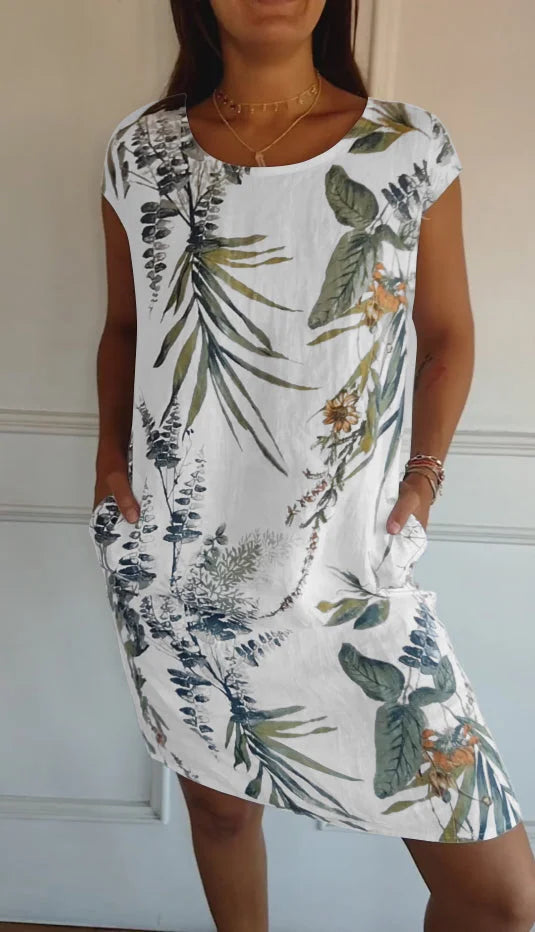 Maya | Breathable Cotton Linen Botanical Summer Dress 0