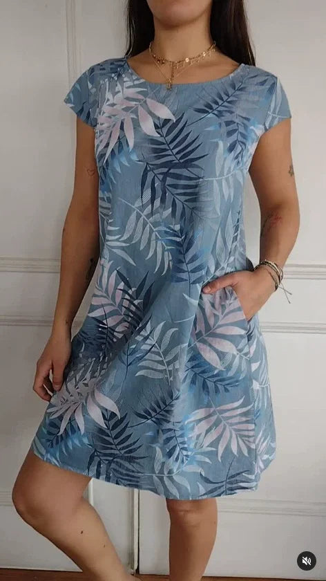 Maya | Breathable Cotton Linen Botanical Summer Dress 11