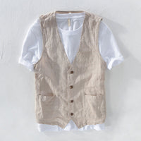 Sebastian | Comfortable and Lightweight Striped Linen Look Vest