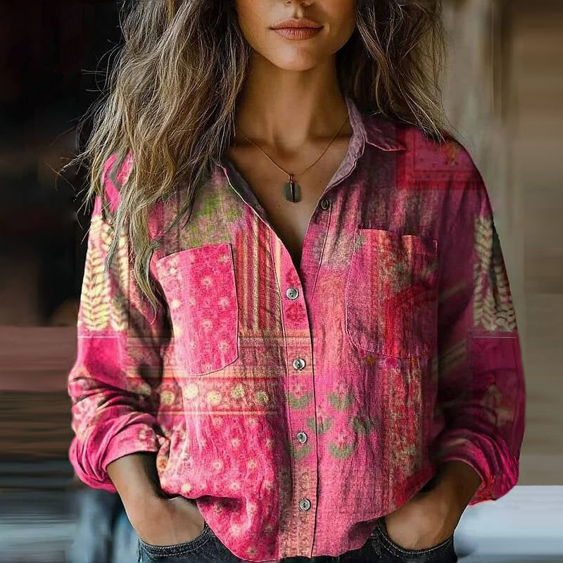 Milla | Women's Long Sleeve Vintage Printed Blouse 3