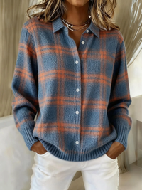 Mira | Elegant And Comfortable Knitted Check Blouse