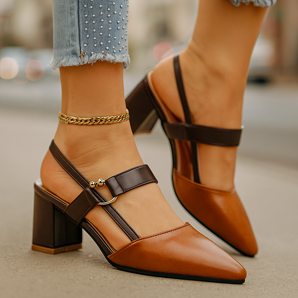 Nadine | Elegant Gold Heels with Premium Leather &amp; Chic Ring Detail 1