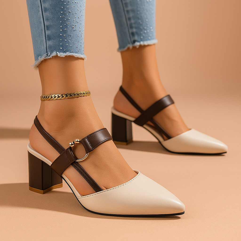 Nadine | Elegant Gold Heels with Premium Leather &amp; Chic Ring Detail 3