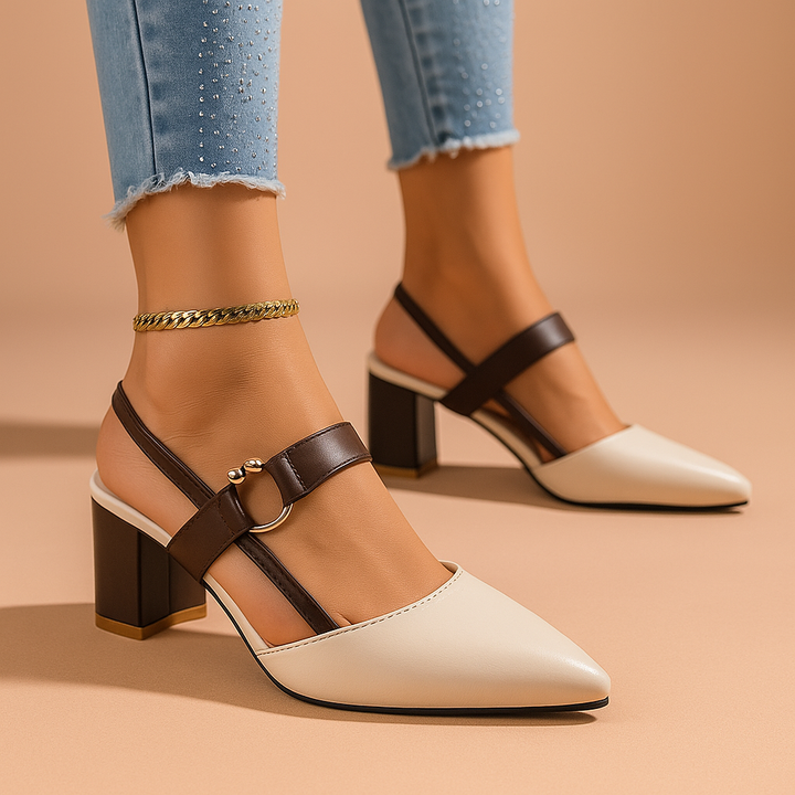 Nadine | Elegant Gold Heels with Premium Leather &amp; Chic Ring Detail 3