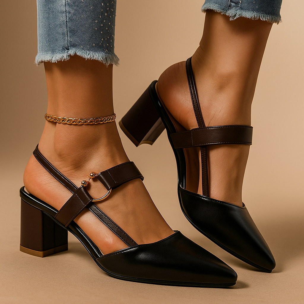 Nadine | Elegant Gold Heels with Premium Leather &amp; Chic Ring Detail 5