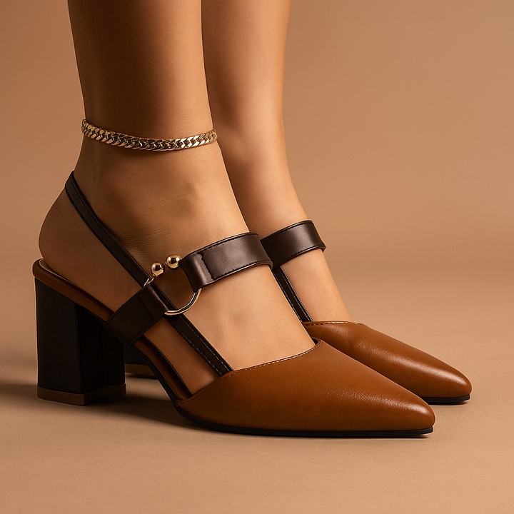 Nadine | Elegant Gold Heels with Premium Leather &amp; Chic Ring Detail 6