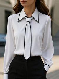 Zara | Sophisticated And Chic Contrast Trim Blouse