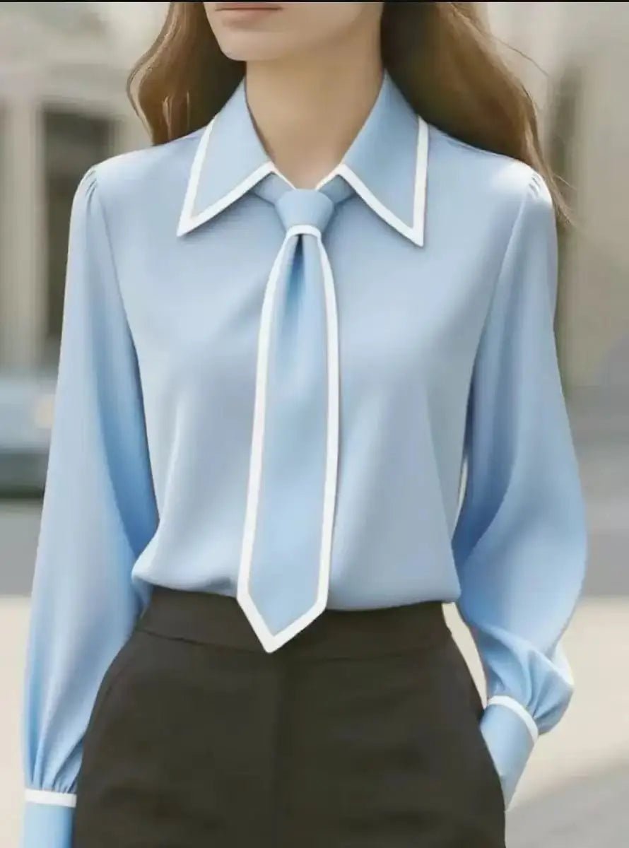 Nadine | Polished And Sharp Contrast Trim Button-Down Blouse 3