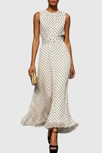 Harper | Timeless Polka Dot Ruffle-Hem Maxi Dress