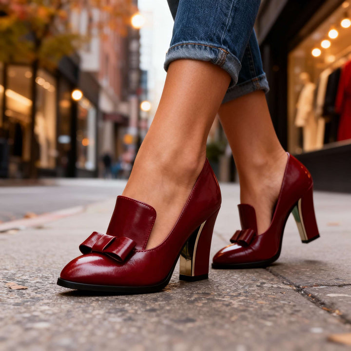 Nora | Elegant Bow Detail Block Heel Pumps 2