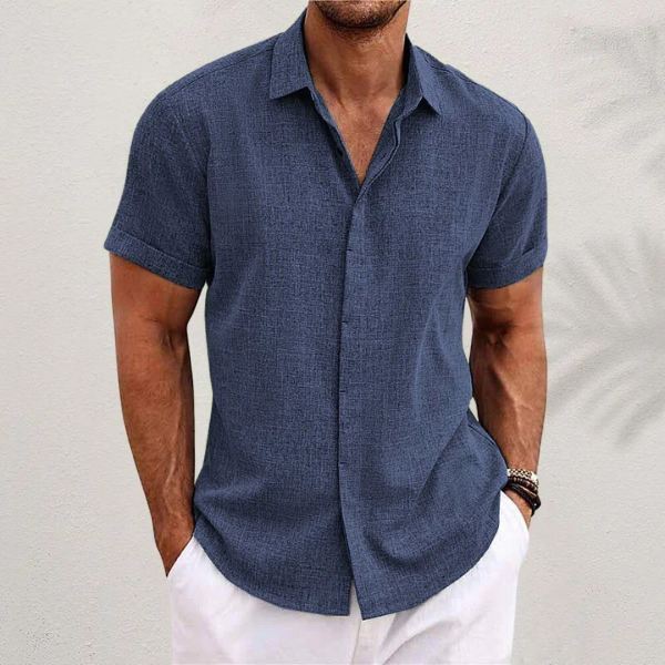 OLIVER | Short-sleeved shirt made of cotton and linen 0
