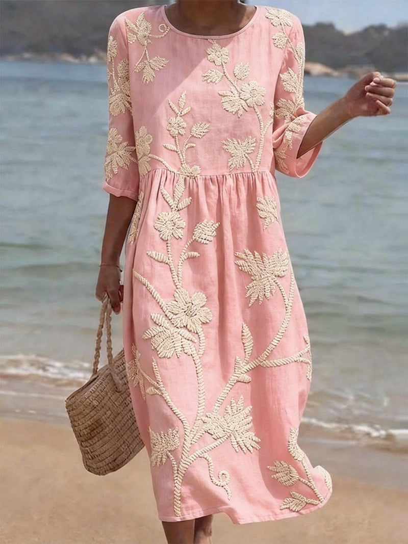 Olivia | Elegant Floral Embroidered Midi Dress – Perfect for Wedding Guests & Summer Events 2