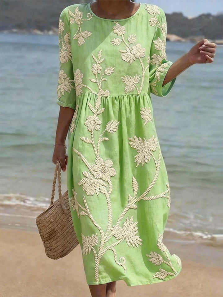 Olivia | Elegant Floral Embroidered Midi Dress – Perfect for Wedding Guests & Summer Events 3