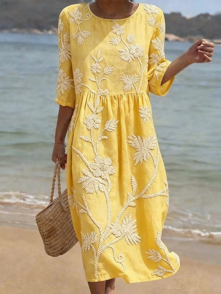 Olivia | Elegant Floral Embroidered Midi Dress – Perfect for Wedding Guests & Summer Events 4