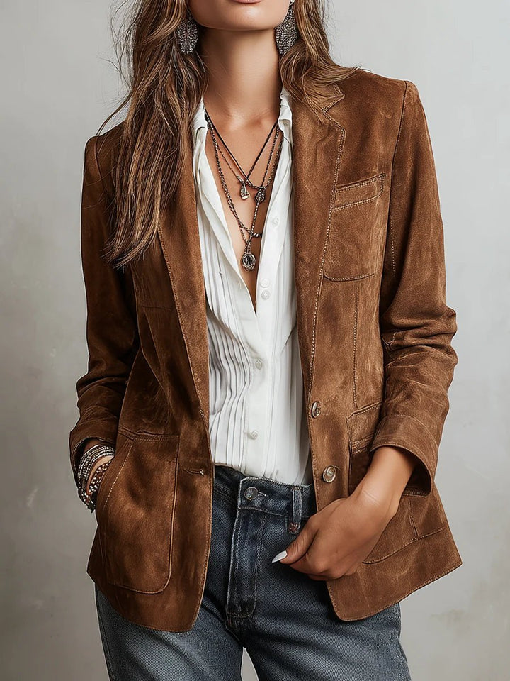 Olivia | Sophisticated Faux Suede Single-Breasted Blazer 1